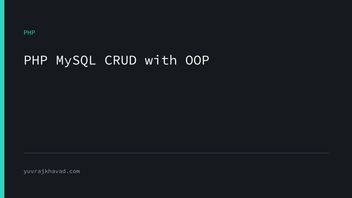 PHP MySQL CRUD OOP tutorial
