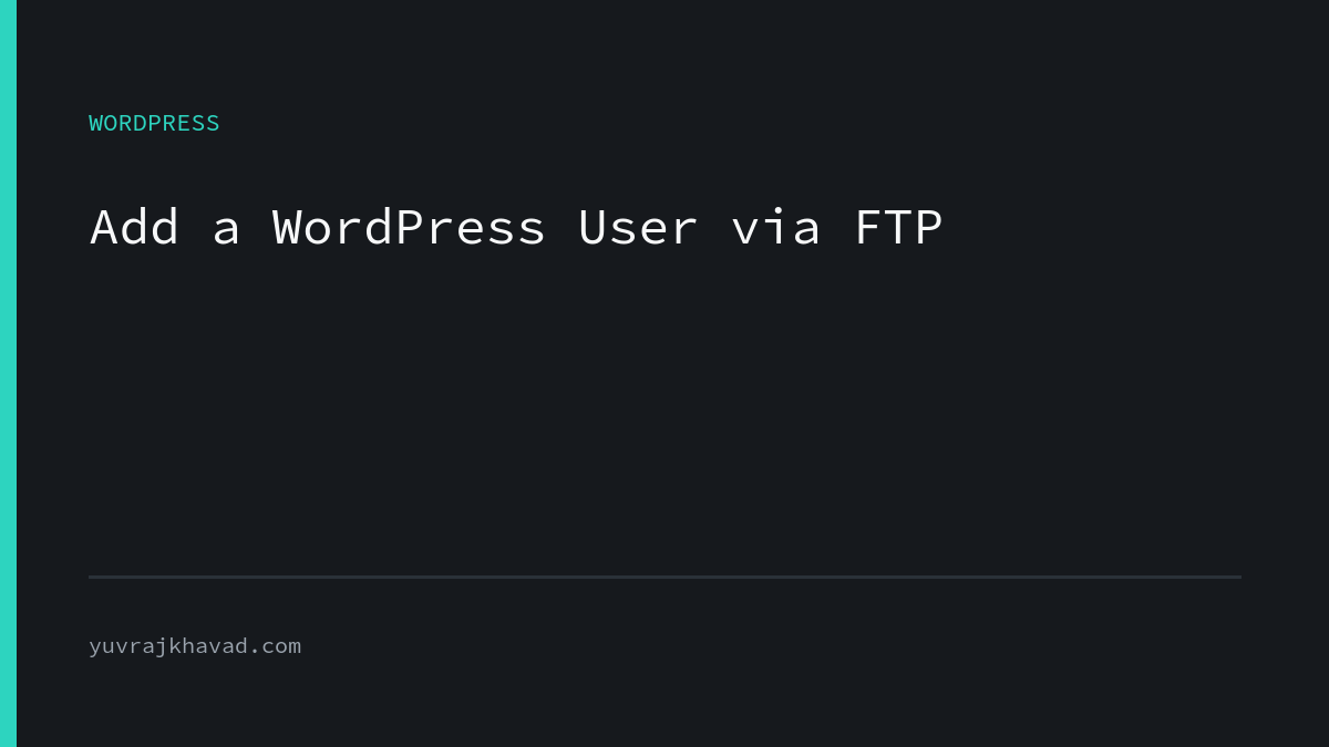 Add WordPress user FTP tutorial