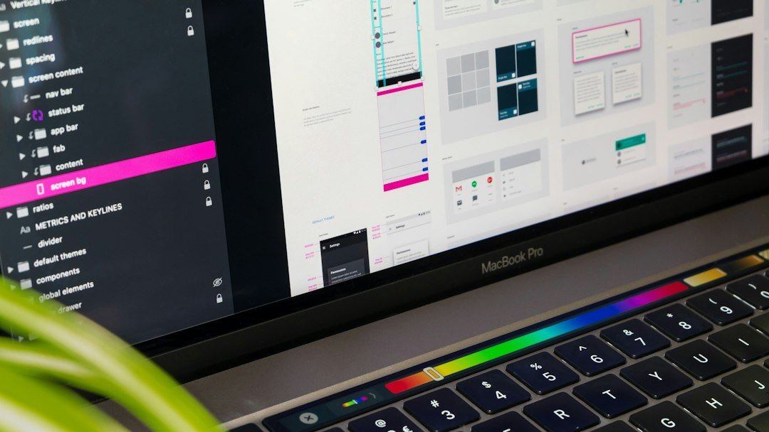 UI sticker sheet on a laptop, like designing reusable headers and components