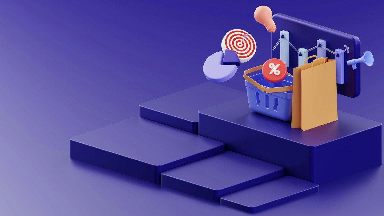 Illustration of an online shopping basket and checkout target